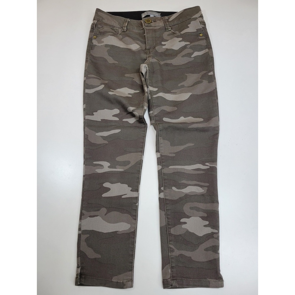 Wit & Wisdom Camo Skinny Jeans Women's Petite 2P Gray Stretch Mid Rise Ankle...